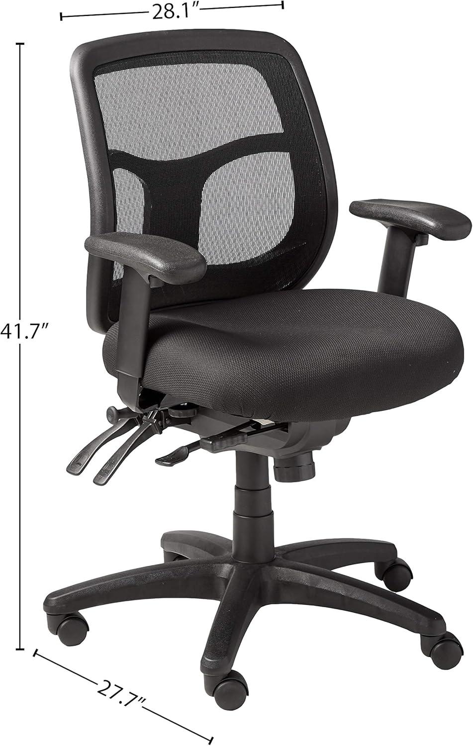 Adjustable Black Leather and Mesh Executive Swivel Chair with Armrests