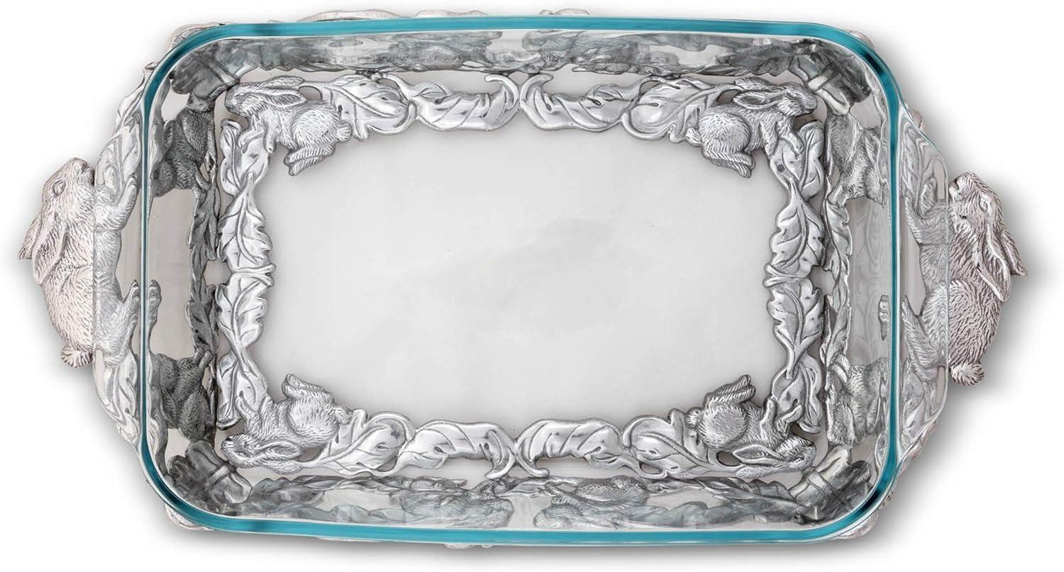 Silver Bunny Aluminum and Glass 3-Quart Casserole Dish