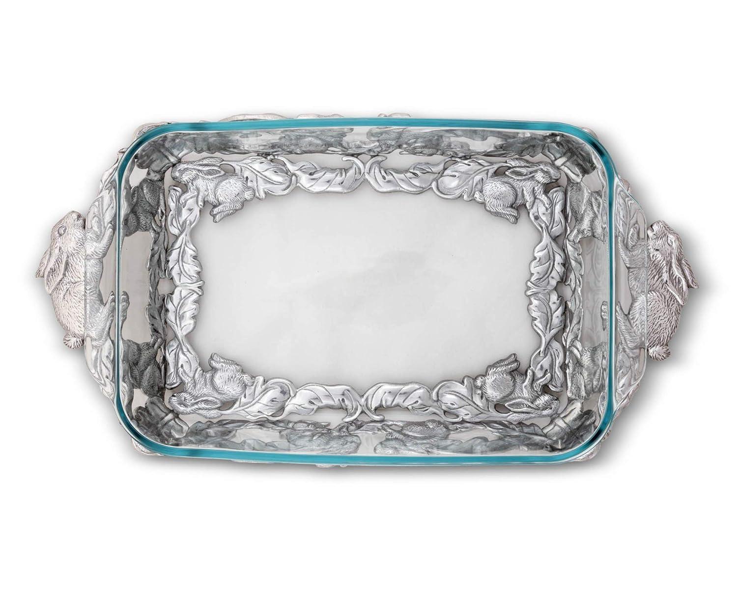 Silver Bunny Aluminum and Glass 3-Quart Casserole Dish