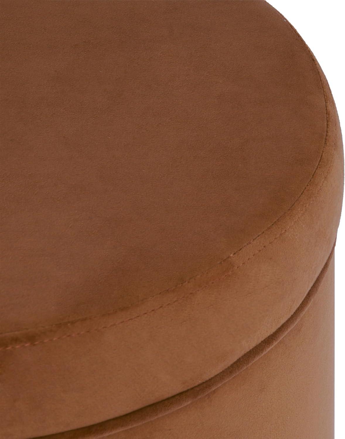 HomePop Round Storage Ottoman Spice: Upholstered Footstool with Hardwood Frame, 250lb Capacity