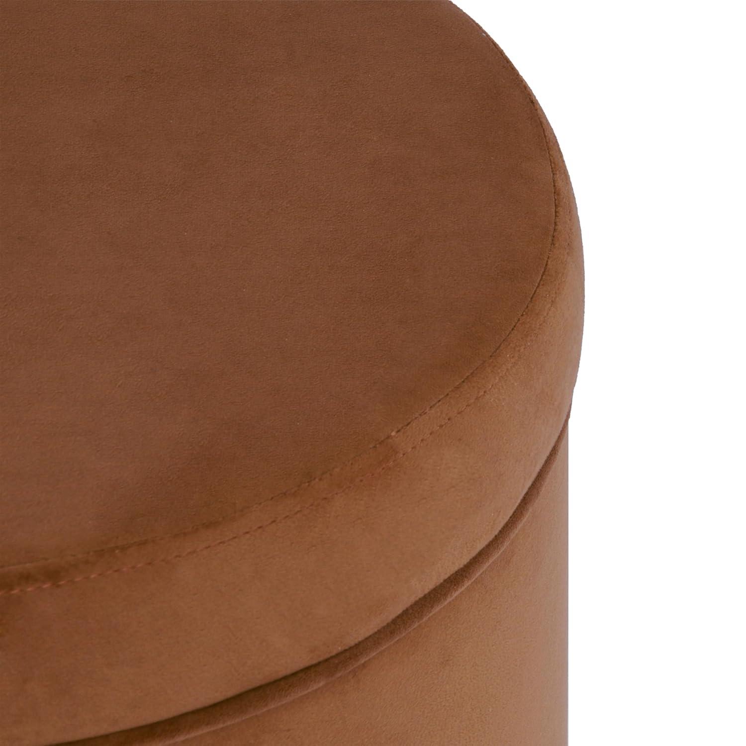 HomePop Round Storage Ottoman Spice: Upholstered Footstool with Hardwood Frame, 250lb Capacity