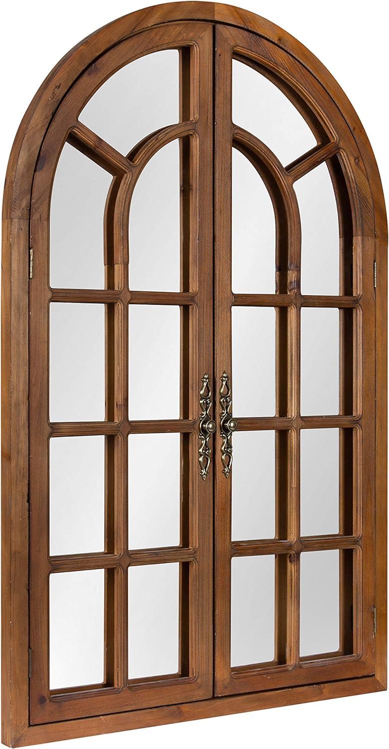 28"x44" Boldmere Arch Wall Mirror White - Kate & Laurel All Things Decor: Rustic Farmhouse Windowpane