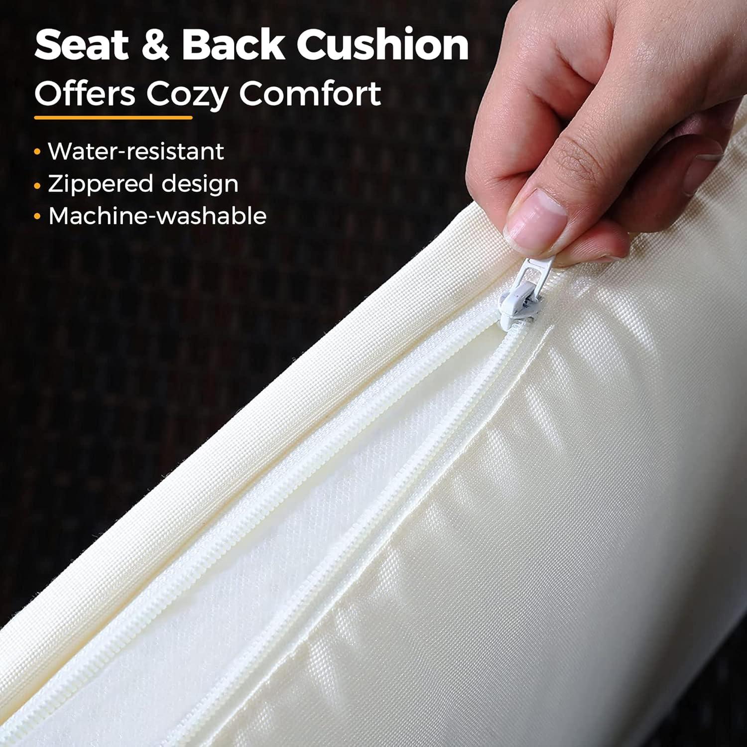 Wisteria Lane Patio Furniture Set, 7 Piece Outdoor Dining Sectional Sofa with Dining Table and Chair, All Weather Wicker Conversation Set with Ottoman, Brown