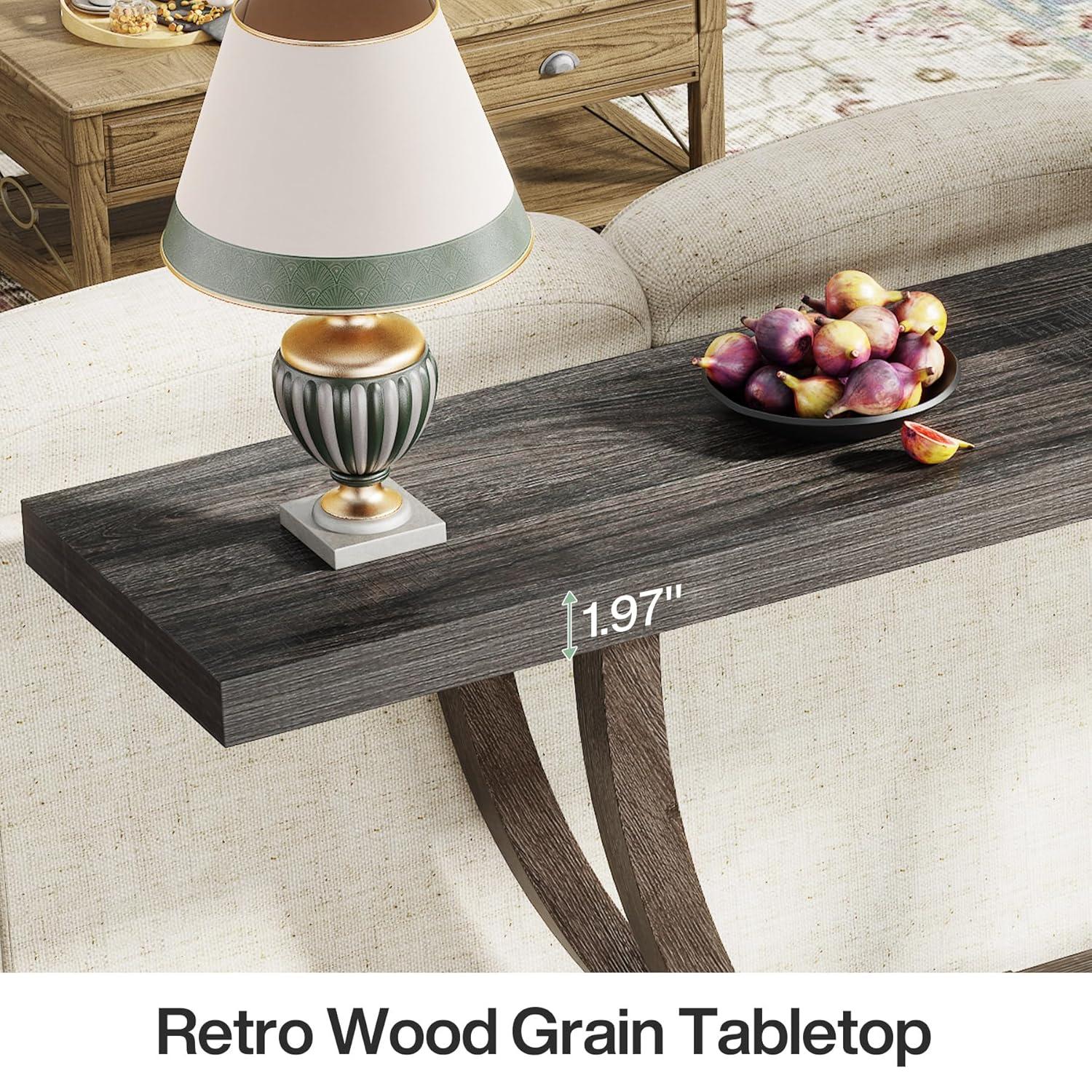 Resenkos Entryway Table, Console Sofa Table,63" Farmhouse Console Table, 2-Tier Entryway Sofa Table Gray