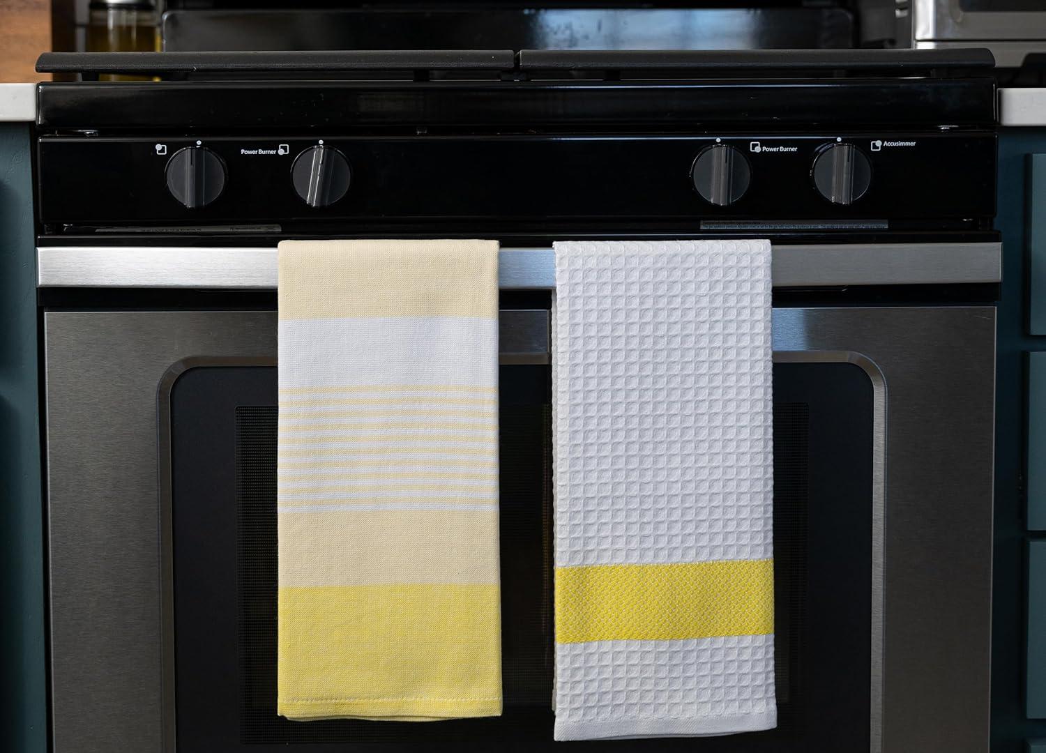 KAF Home Madison Set of 4 Absorbent, Durable and Soft Kitchen Towels | 18" x 28"  - Sunshine