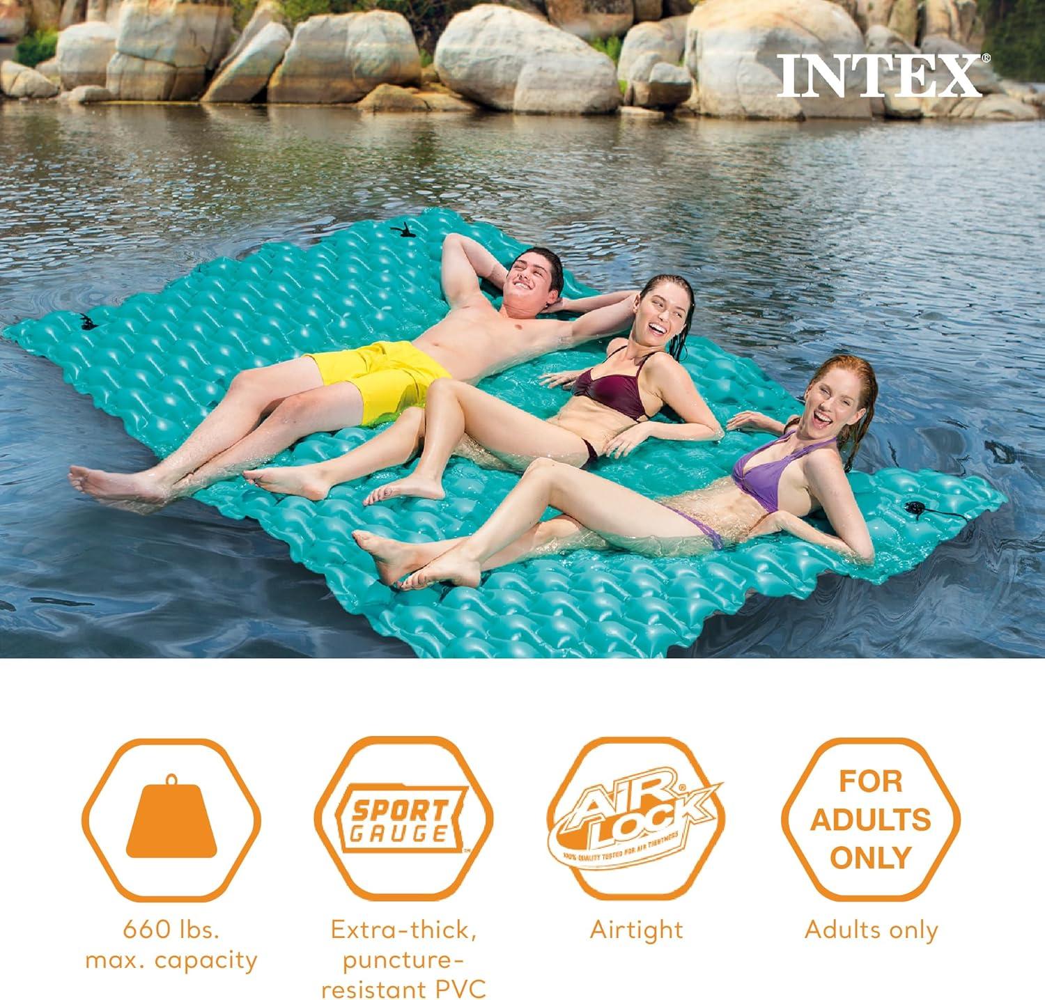 Intex 56841EP Giant Inflatable Floating Water Pool Lake Mat Platform Pad, Teal