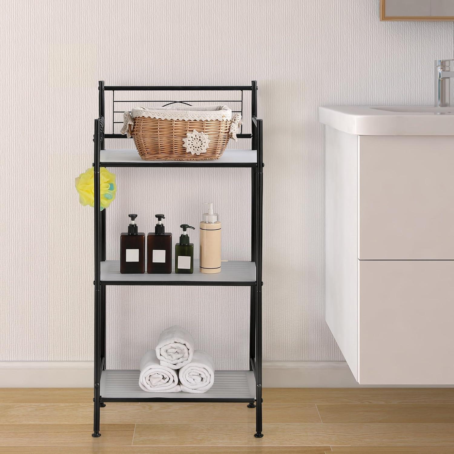 Black Adjustable 4-Tier Metal Wire Storage Shelf