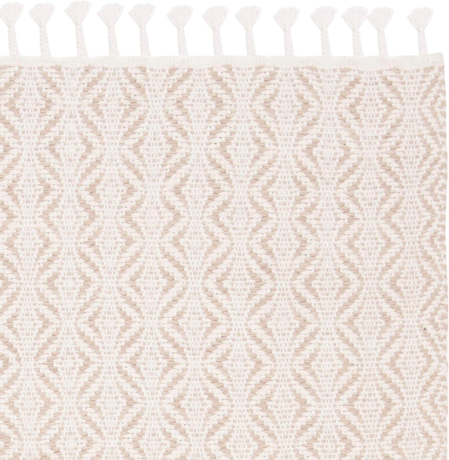 Beige Flat Woven Handmade Wool Area Rug, 9' x 12'