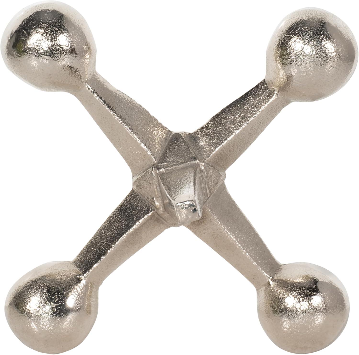 Sagebrook Home Creative Metal Jacks Sculpture for Room, Bedroom or Office Decor, Aluminum, Silver 7 L x 5 W x 5 H Inches