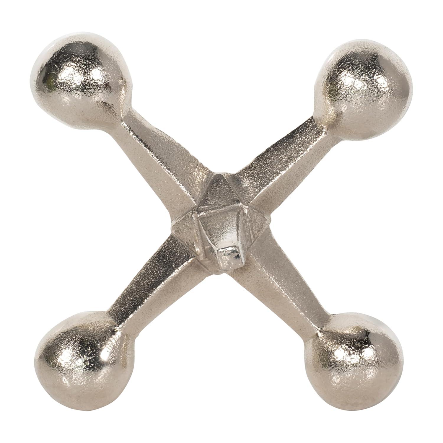 Sagebrook Home Creative Metal Jacks Sculpture for Room, Bedroom or Office Decor, Aluminum, Silver 7 L x 5 W x 5 H Inches