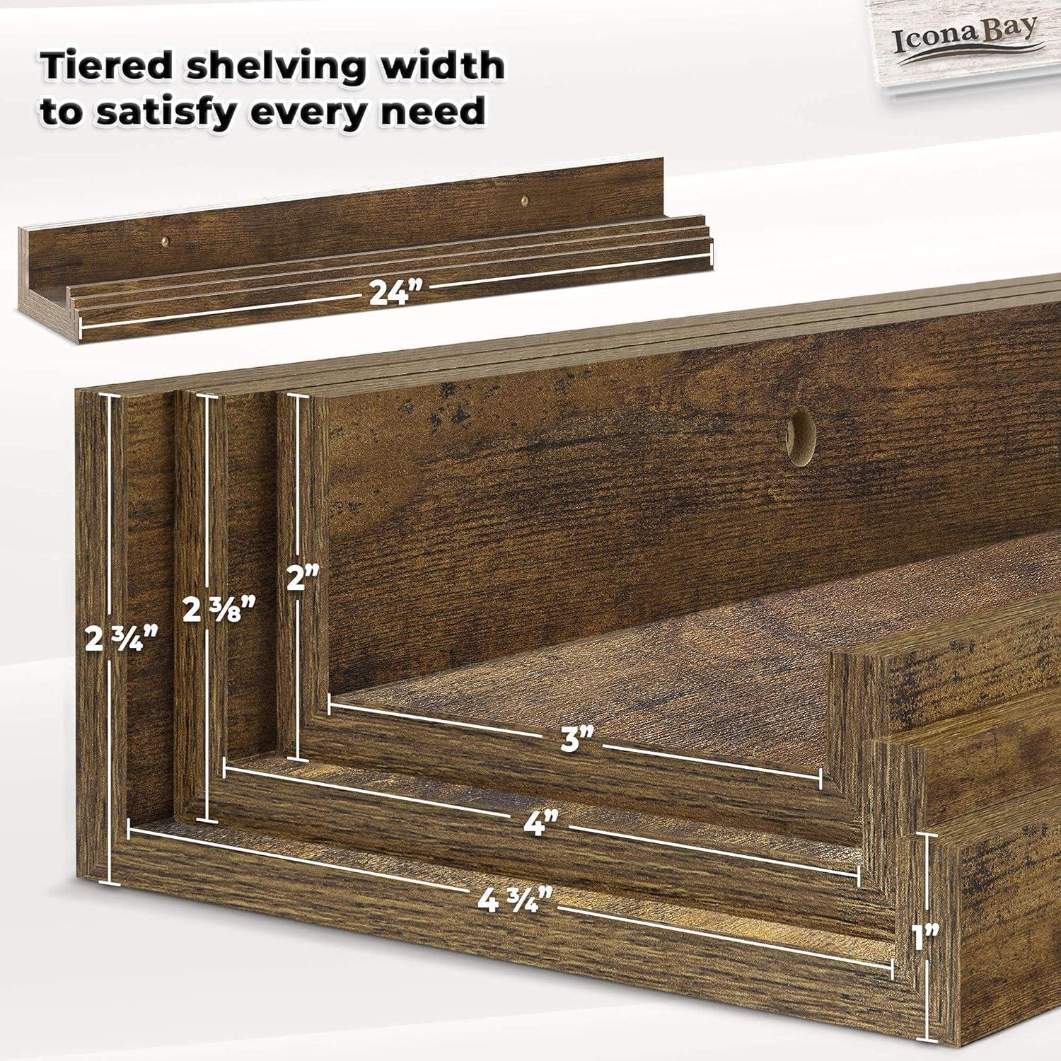 Floating Shelves, Set of 3 Wall Shelves (Multiple Sizes & Colors) by Icona Bay