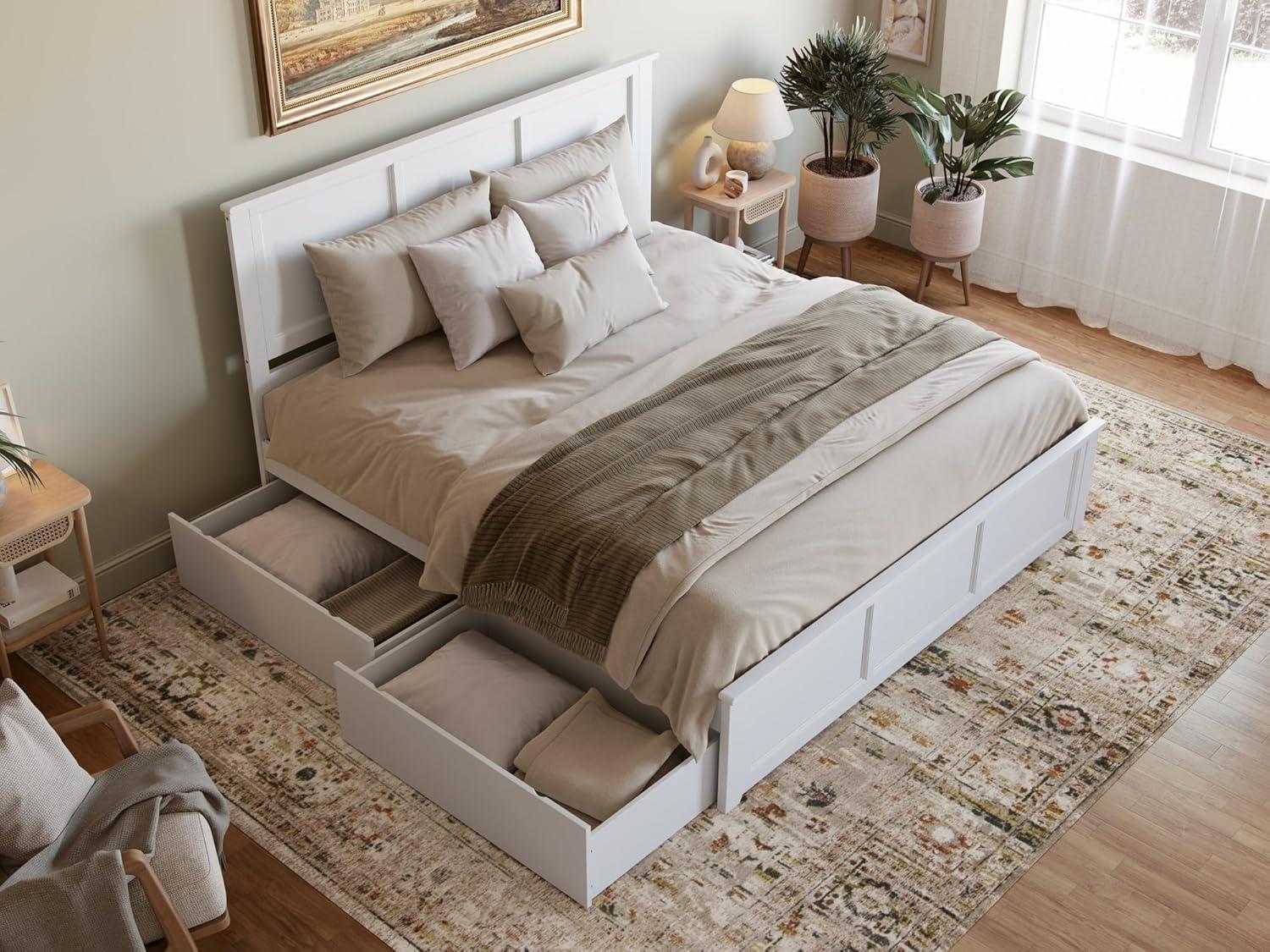 Solid Wood Platform Storage Bed