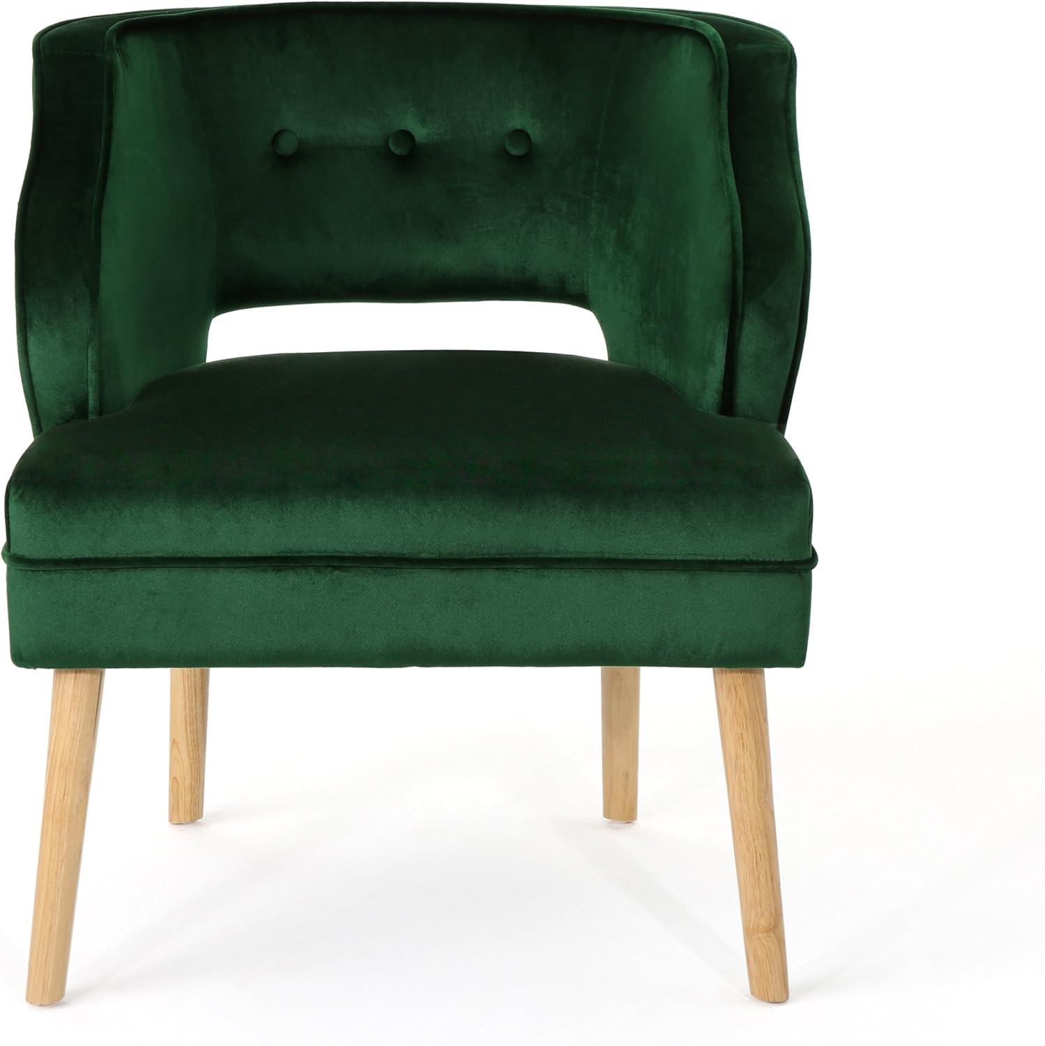 GDF Studio Michaela Mid Century Velvet Tufted Accent Chair, Emerald