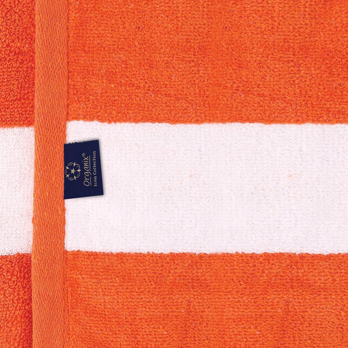 American Soft Linen Beach Towel, 100% Cotton Cabana Striped Beach Towel, 30 in by 60 in Soft Absorbent Beach Pool Towel
, Orange