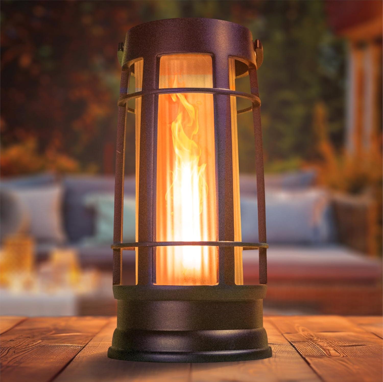 FoxFlame Professional Metal Solar Flame Lantern - Patented LED Flickering - Outdoor Waterproof - Hanging Option
