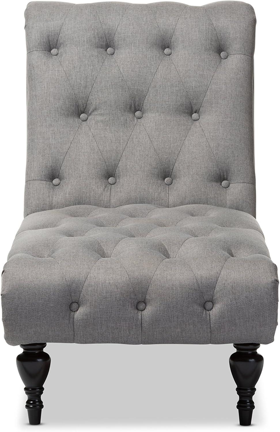Baxton Studio Layla Mid-century Retro Modern Grey Fabric Upholstered Button-tufted Chaise Lounge