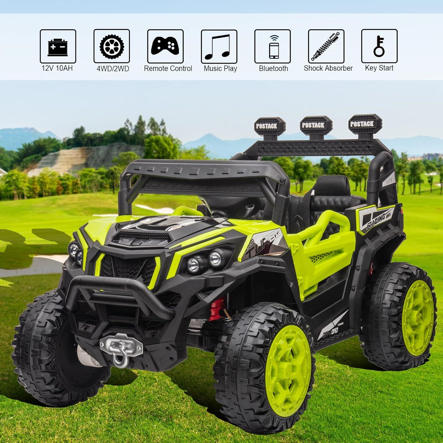 24 Volt 4X4 Ride on Toys with 2 Seat, 600W Power UTV Car 4 Wheeler for Big Kids with Remote Control, Storage, 3 Speeds, Bluetooth Music