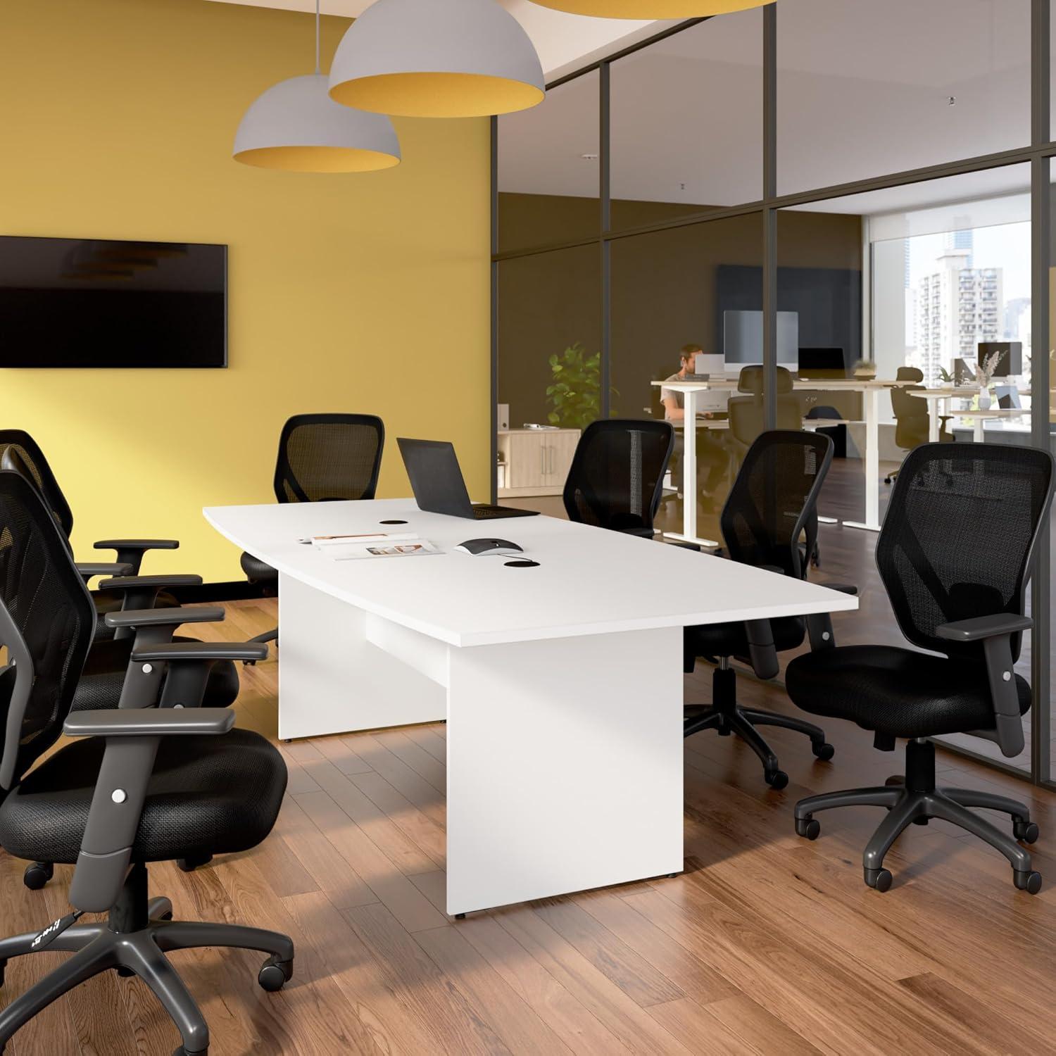 BBF 96W x 42D Boat Shaped Conference Table with Wood Base