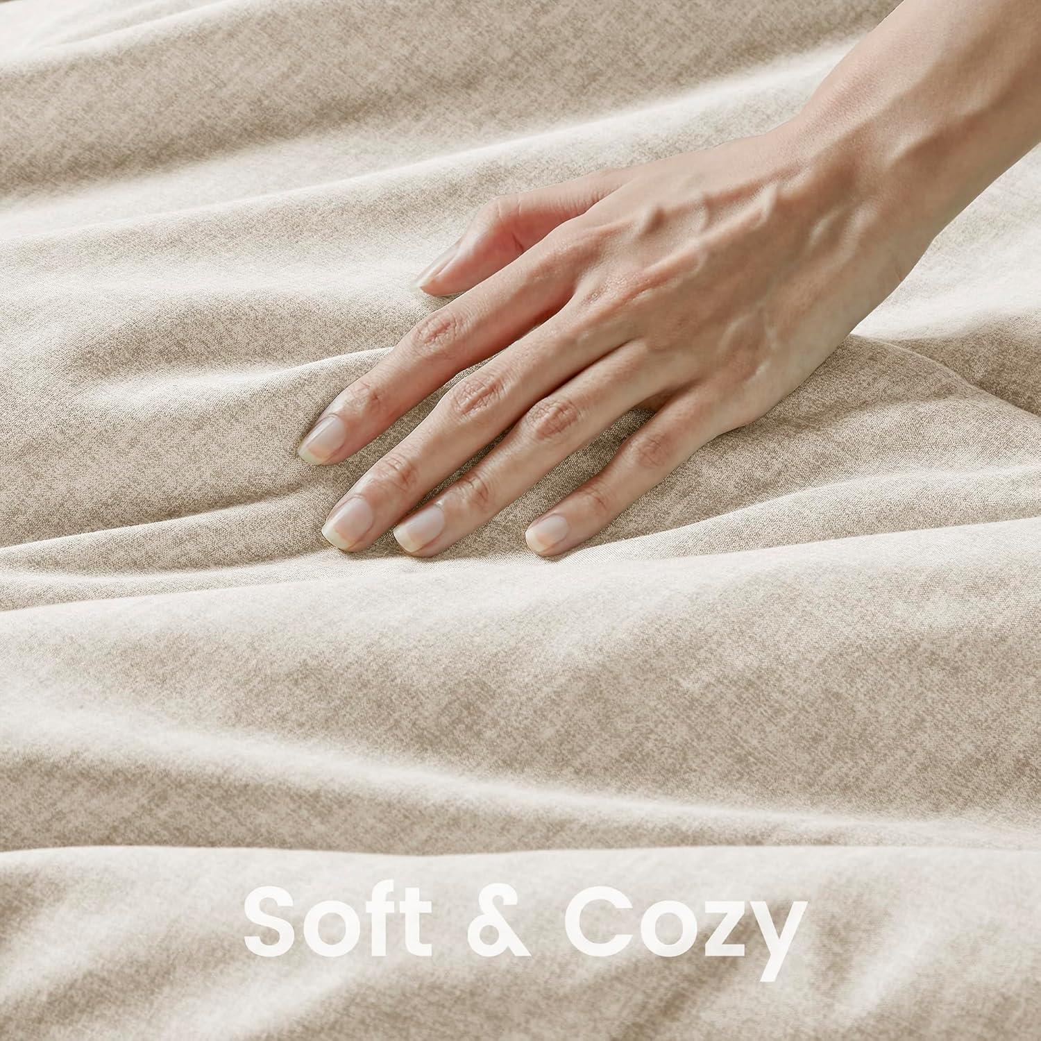 Comfort Spaces Twin Comforter Set - 2pcs (1 Microfiber Comforter & 1shams) Farmhouse Bedding Comforter for All Seasons Boho Bedding Set, Lightweight Solid Bed Comforter Sets,Twin/Twin XL, Taupe