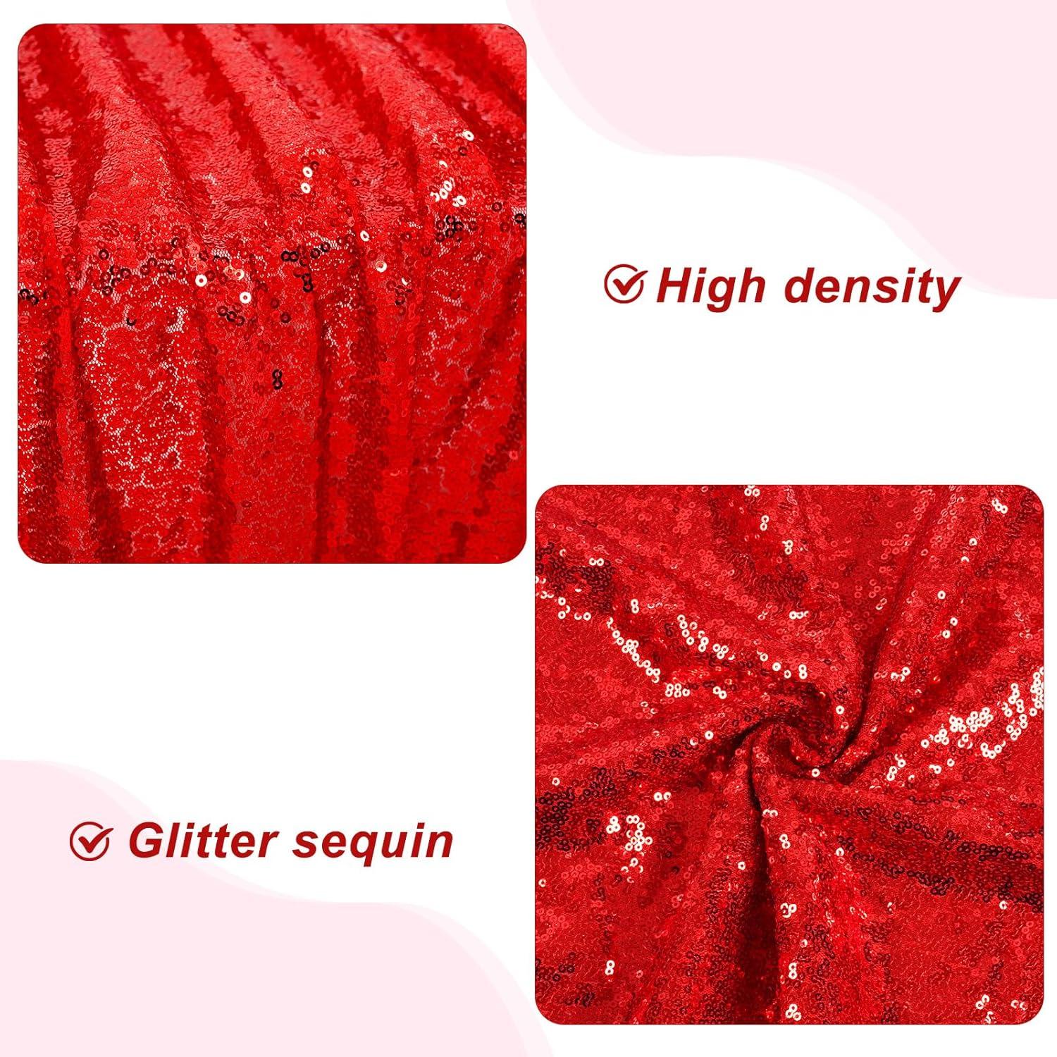 PartyDelight Sequin Tablecloth Red 48"x72"Sparkly Table Cloth Rectangular for Wedding Sweetheart Christmas