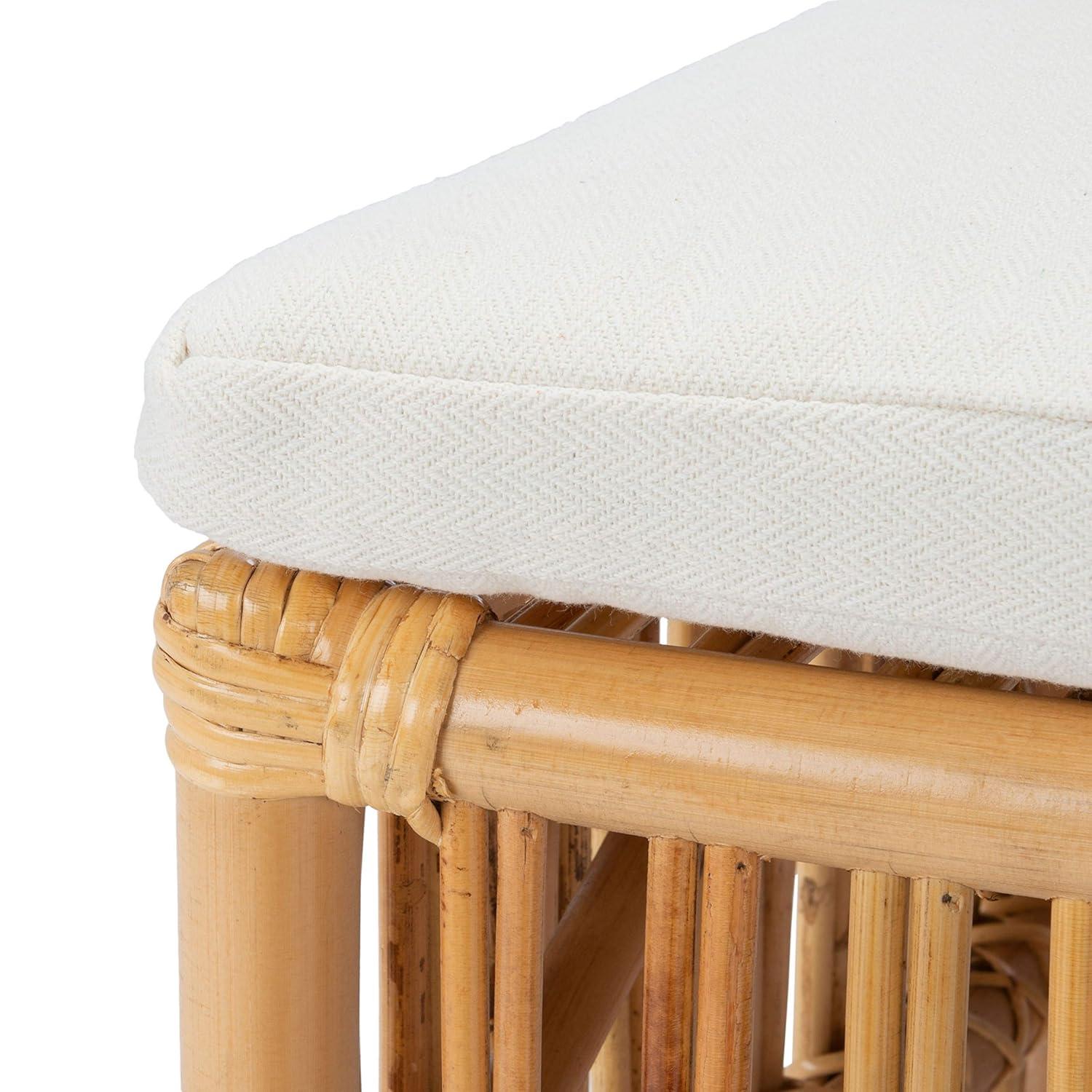 Erika Rattan Accent Chair W/ Cushion - ACH6511 - Set of 2 - White/Natural - Safavieh