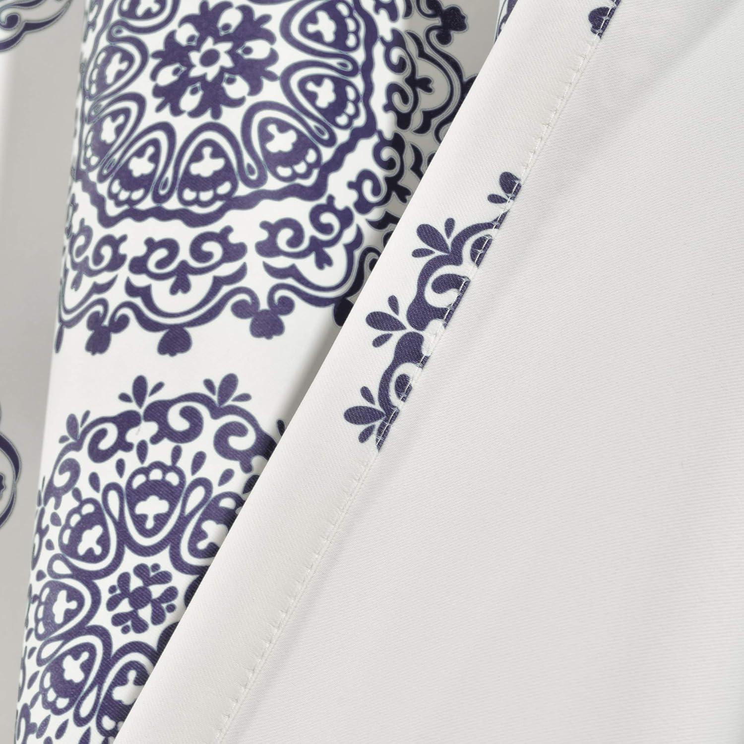 Stripe Medallion Polyester Room Darkening Curtain Pair (Set of 2)