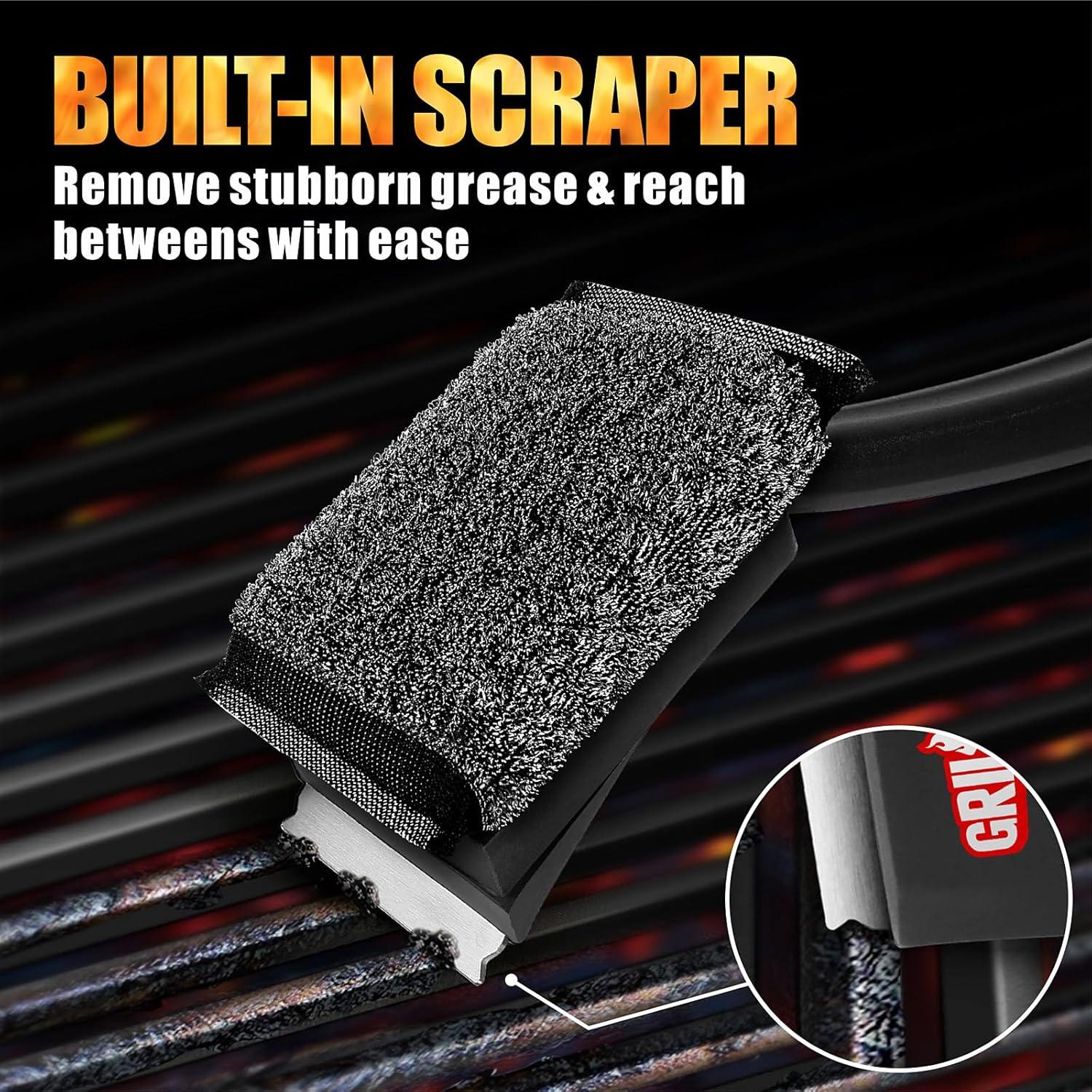 GRILLART Grill Brush Bristle Free, SteamWizards [Ultra Safe & Efficient] Grill Cleaner Brush with 1 Replacement Head, for Cast Iron and Stainless Steel Grates, Grill Cleaning Brush