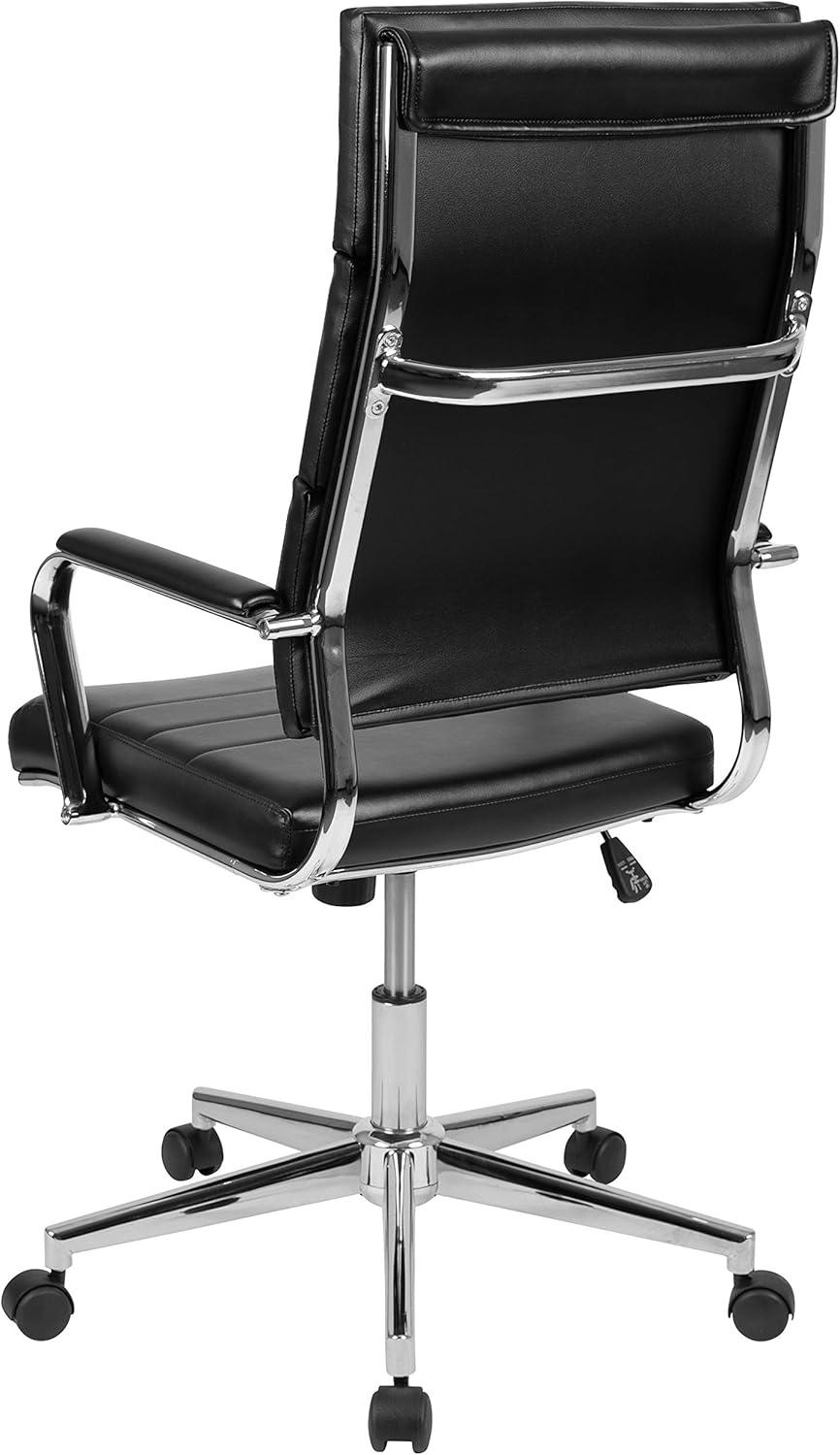 Flash Furniture Hansel High Back Black LeatherSoft Contemporary Panel Executive Swivel Office Chair