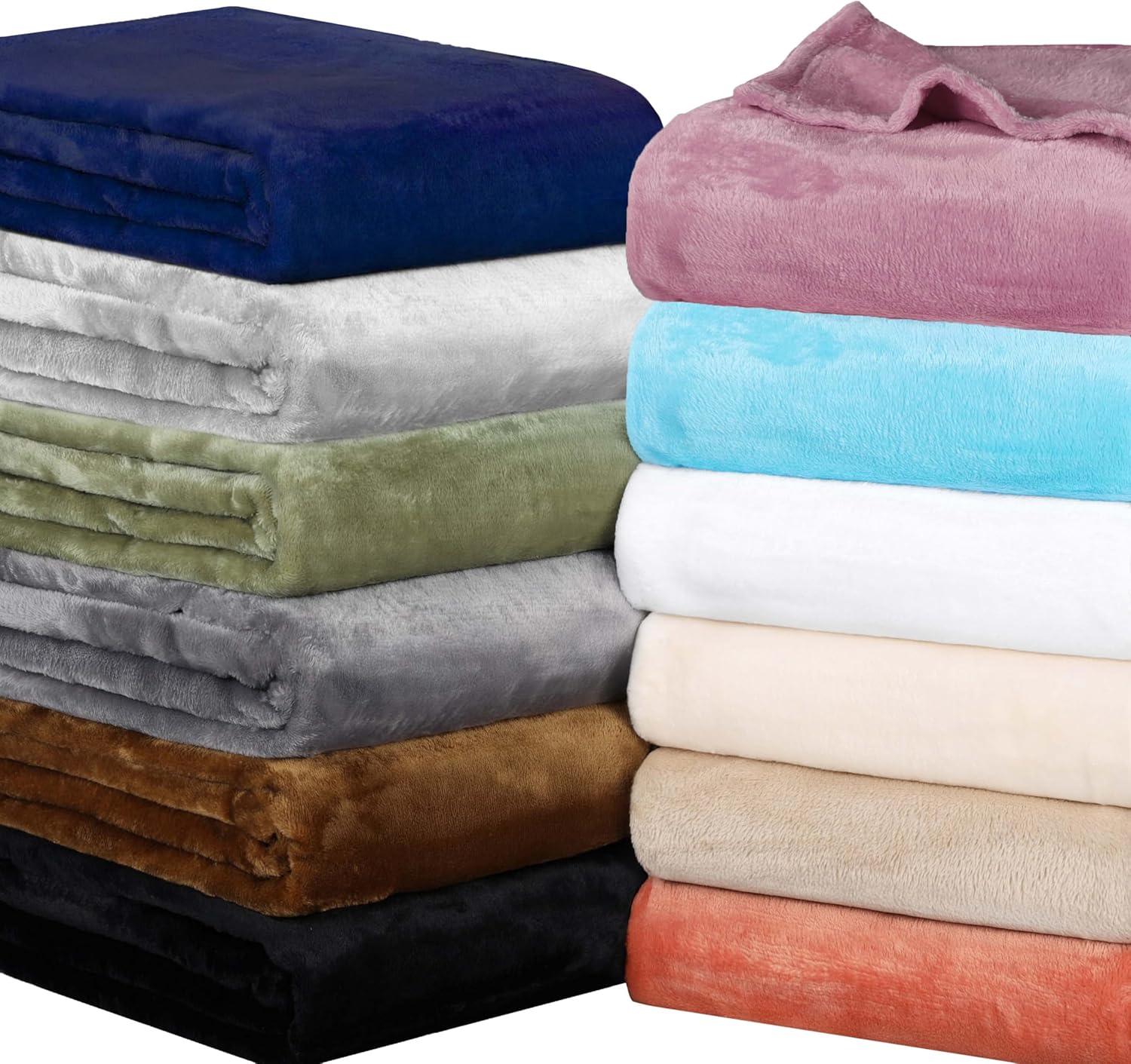 Superior Superior Polka Dots or Solid Fleece Plush Blanket Medium Weight Fluffy Soft Decorative Bedding