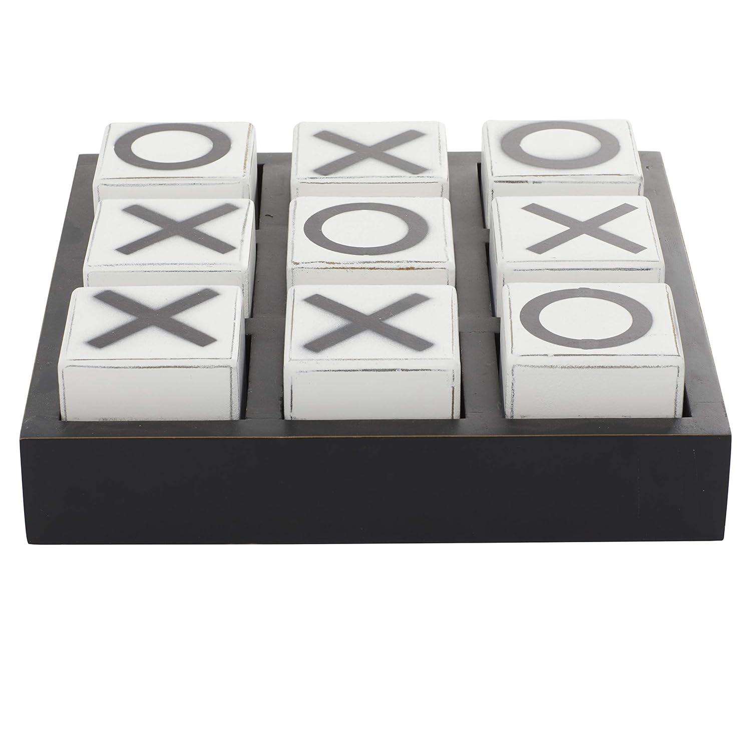 14" Contemporary Wooden Tic Tac Toe Sculpture Black - Olivia & May: MDF Tabletop Game Set