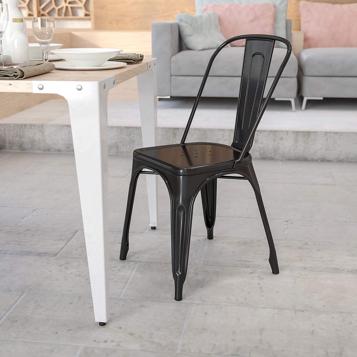 Flash Furniture Commercial Grade Purple Metal Indoor-Outdoor Stackable Chair