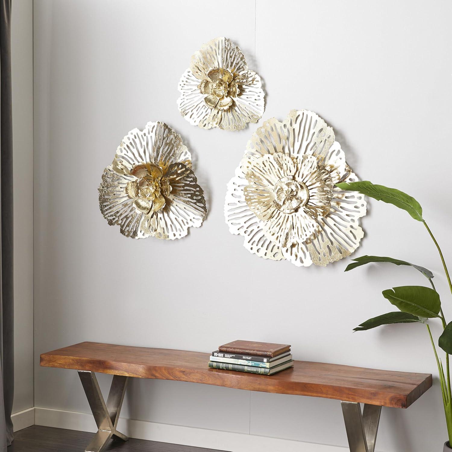 Gold Metal Floral 3D Wall Sculpture Set