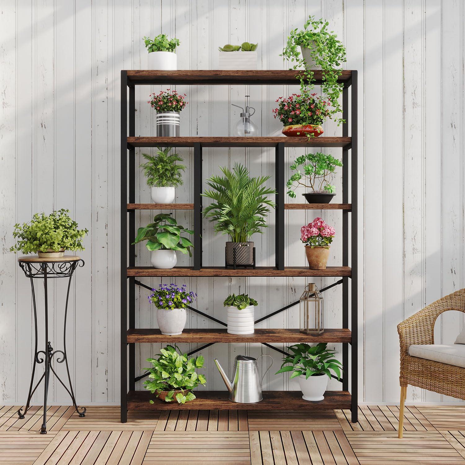 Tribesigns 7-Tier L-Shaped Bookshelf, Modern Corner Book Display Shelving Unit Black
