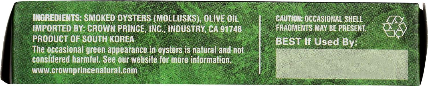 Crown Prince Natural Naturally Smoked Oysters in Pure Olive Oil, 3.0 OZ
