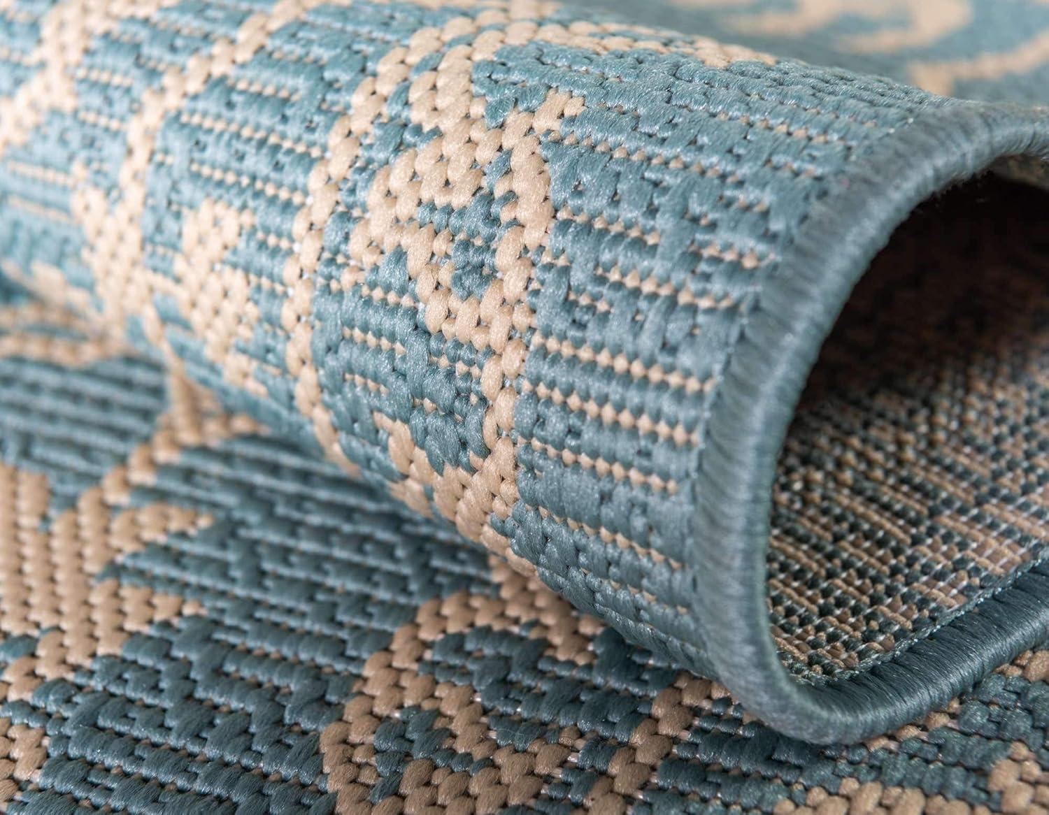 Unique Loom Outdoor Botanical Collection Area Rug - Allover (2'  x 3' 1" Rectangle Light Blue/Beige)