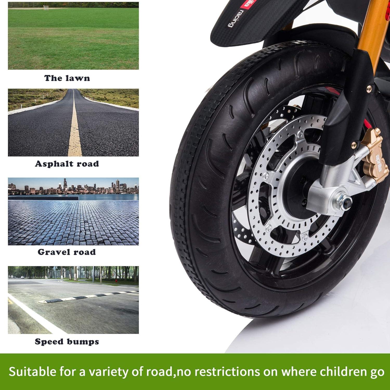 12V Ride On Toy With Training Wheels Battery Powered Dirt Bike Electric Motorcycle With LED Lights Sounds Music MP3 For Boys Girls Gifts