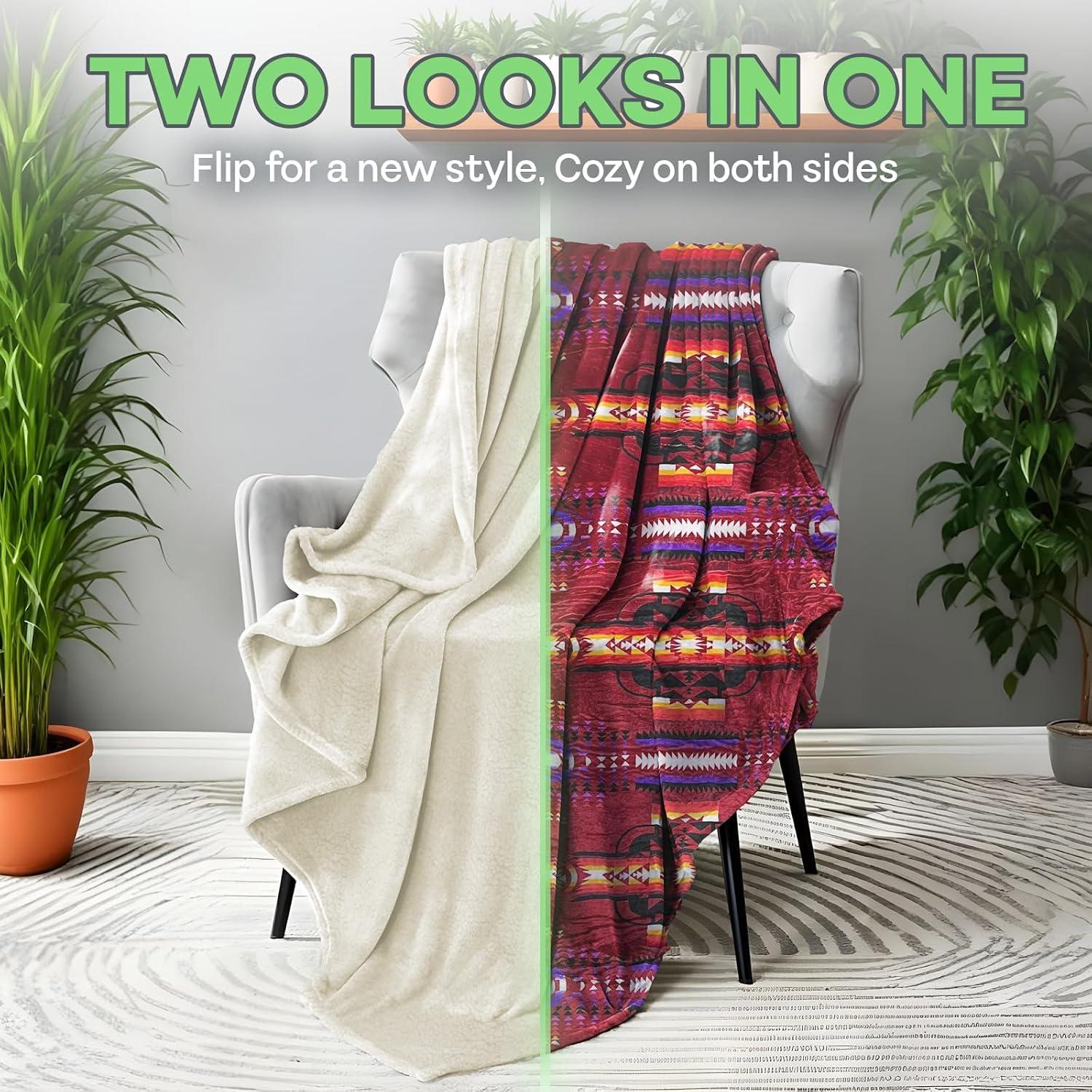 WW Sheets Luxuriously Cozy, Super Warm & Soft Aztec Bed Blanket, Southwestern Style Throw Blanket