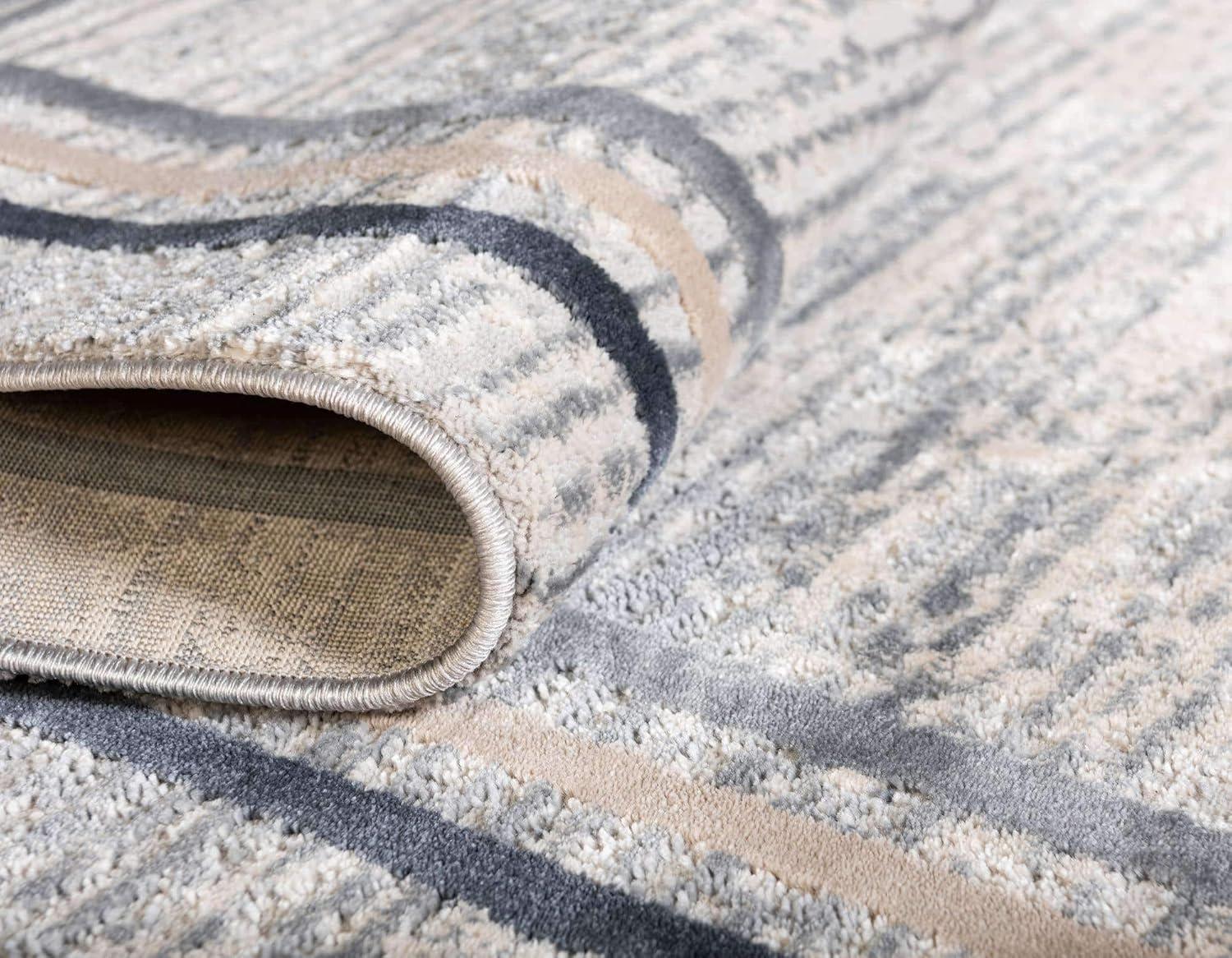 Unique Loom Oasis Collection Area Rug - Fountain (6'  x 9' Rectangle Gray/Ivory)
