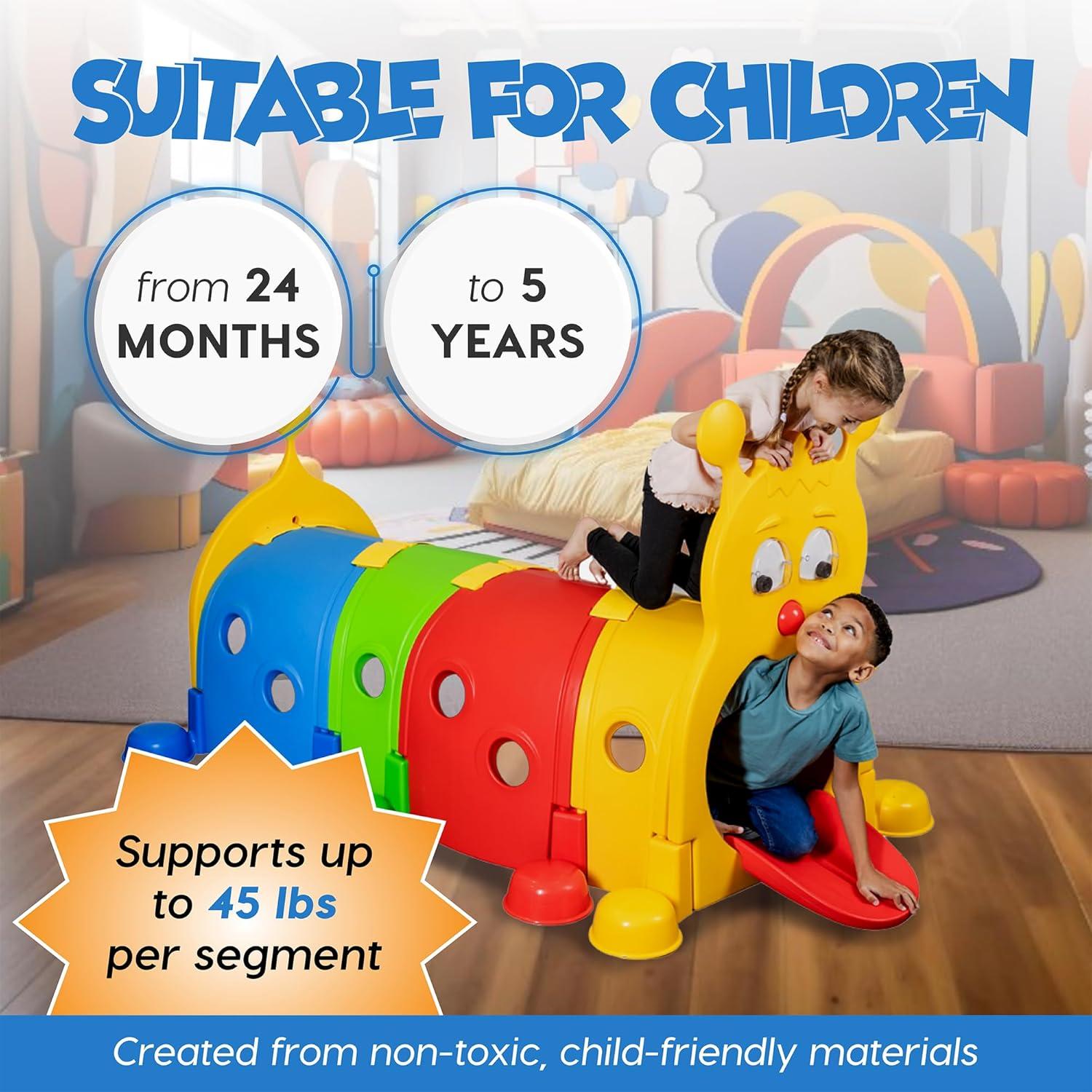 Caterpillar Tunnel For Kids - Climb and Crawl Daycare Play Equipment - Durable, and Safe Play Structure for Children