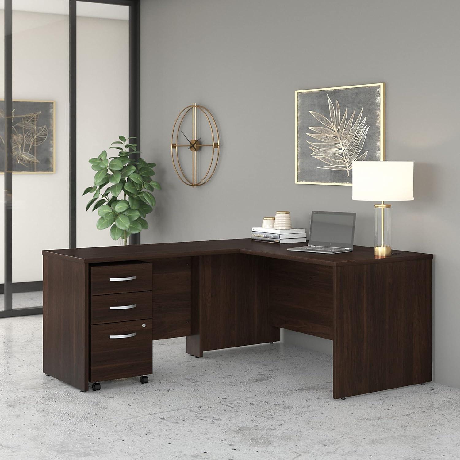Bush Business Furniture Studio C L Shaped Desk with Mobile File Cabinet and Return