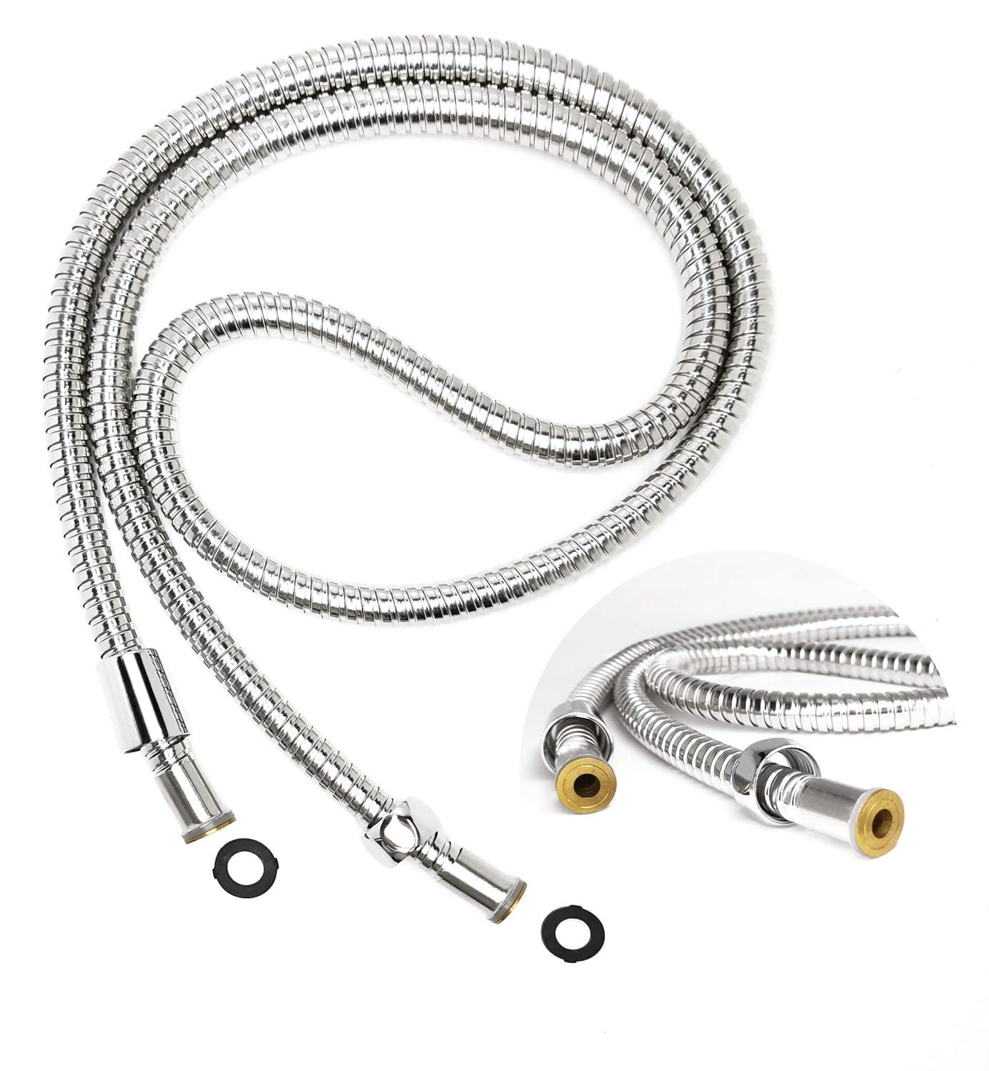 Ana Bath High-Pressure Anti-Clog 5-Inch 5- Setting Handheld Shower Head System + 96-Inch Stainless Steel Shower Hose (Chrome)