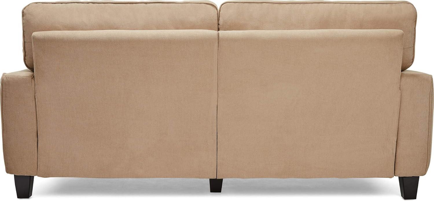 Compact Beige Microfiber Sleeper Sofa with Removable Cushions