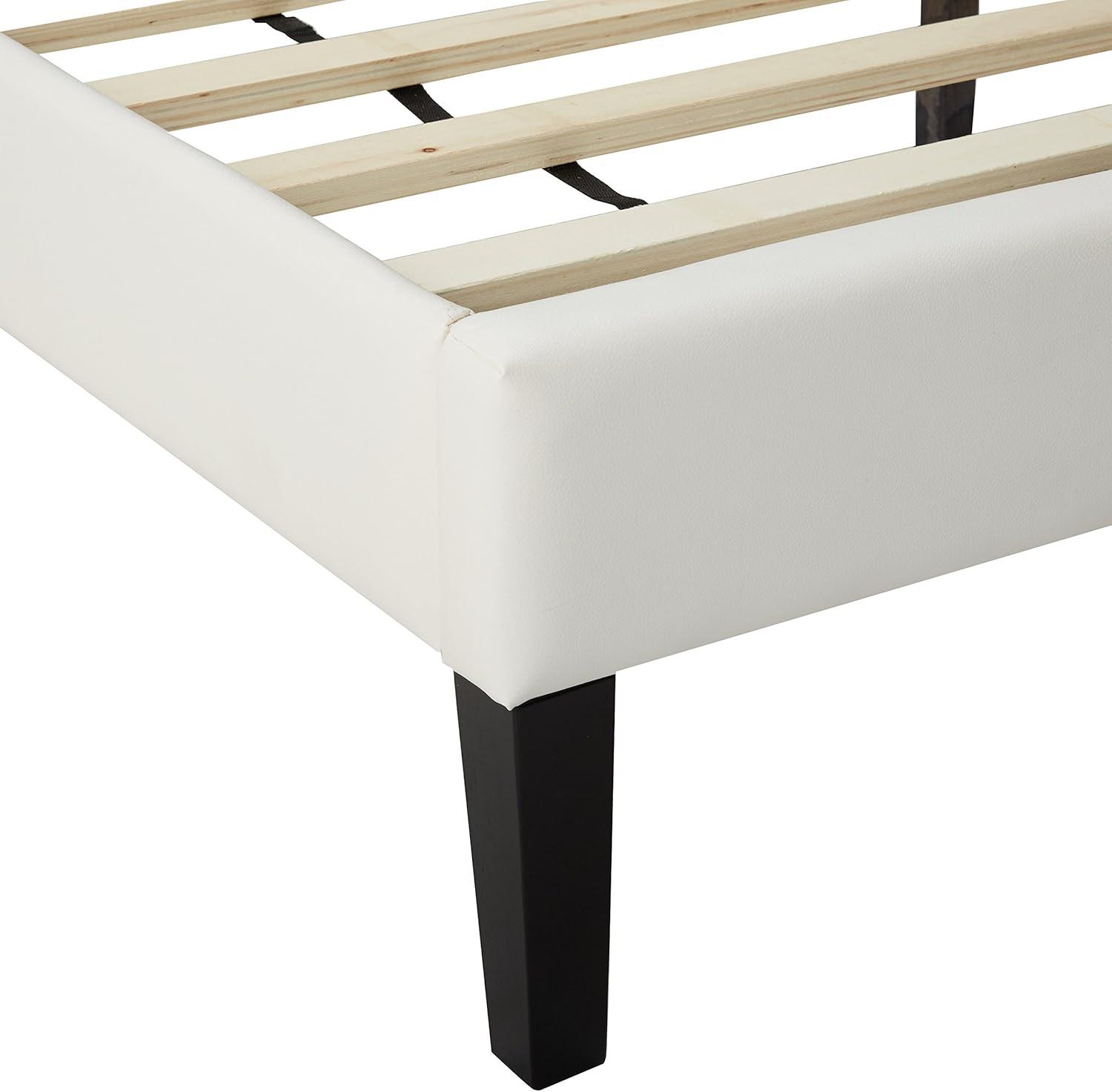 Modway Tessie Queen Vinyl Bed Frame with Squared Tapered Legs in White