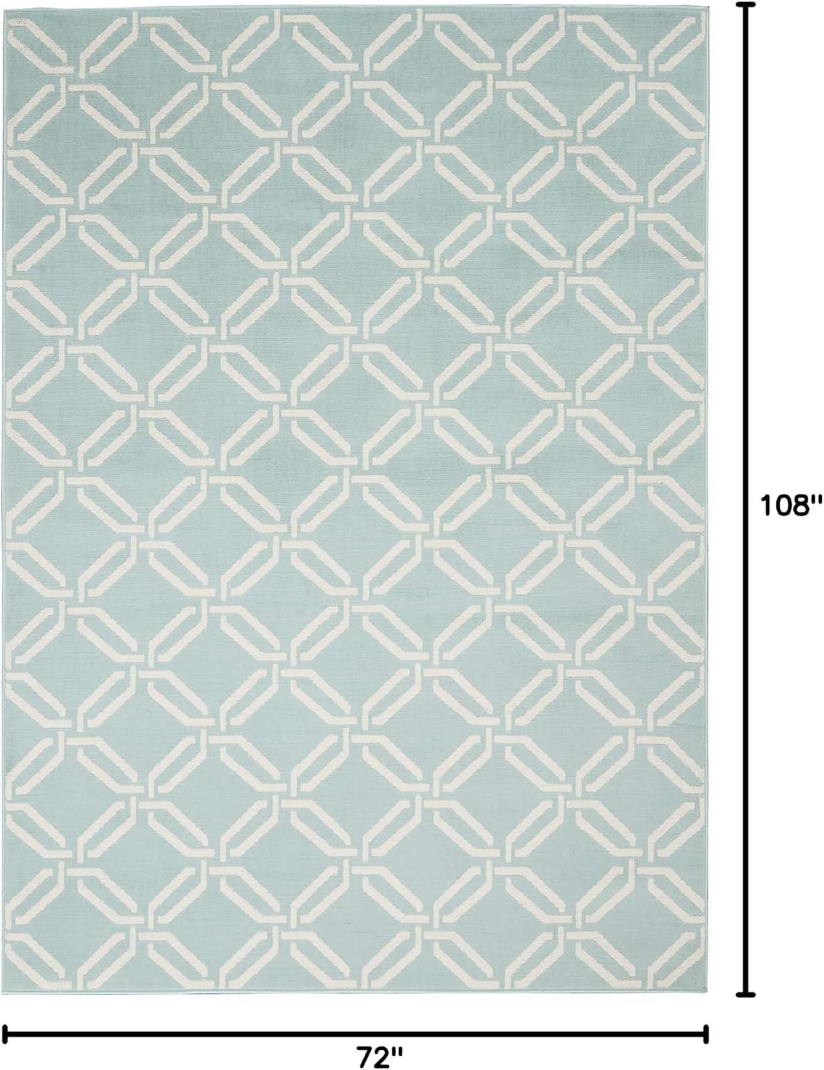 Nourison Jubilant Modern Trellis Green 6' x 9' Area Rug, (6' x 9')