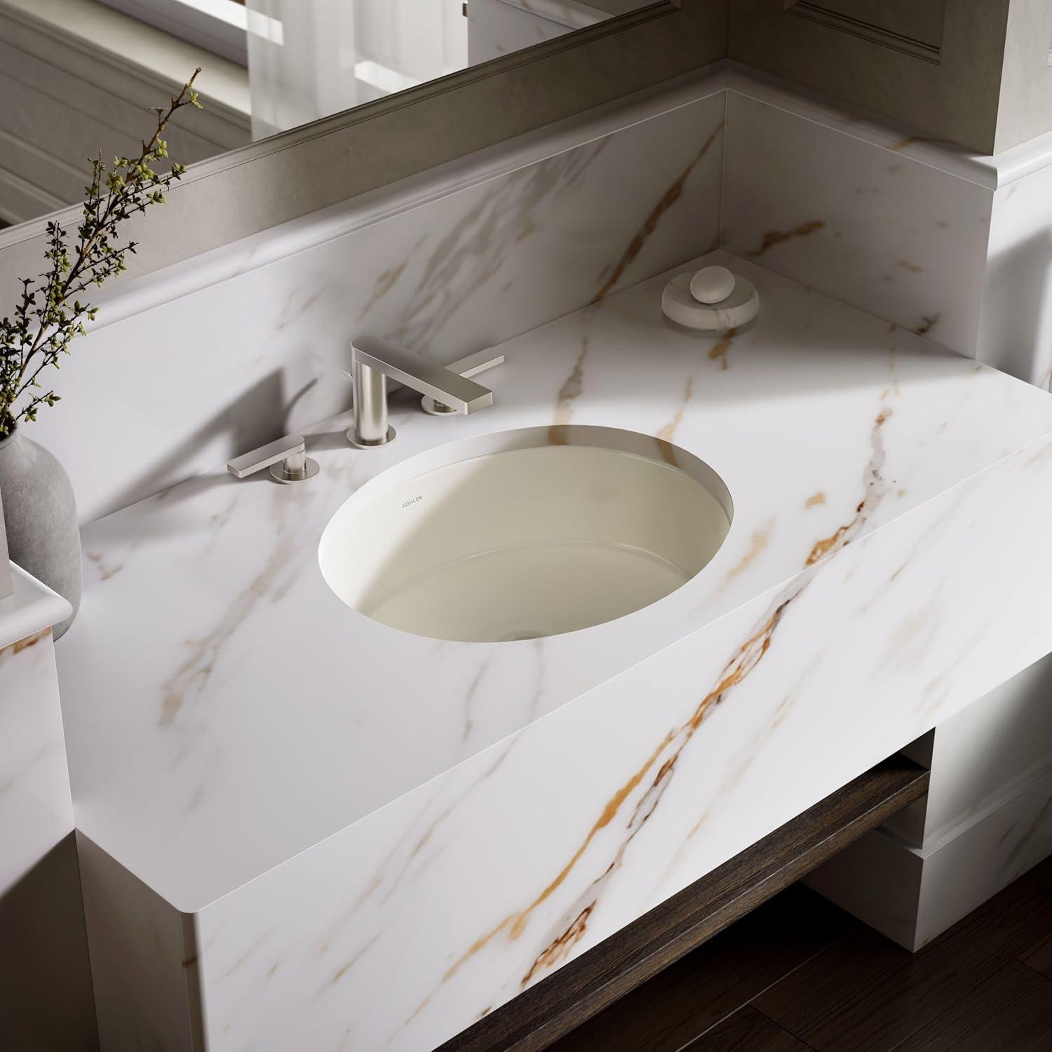 Verticyl Ceramic Oval Undermount Bathroom Sink with Overflow