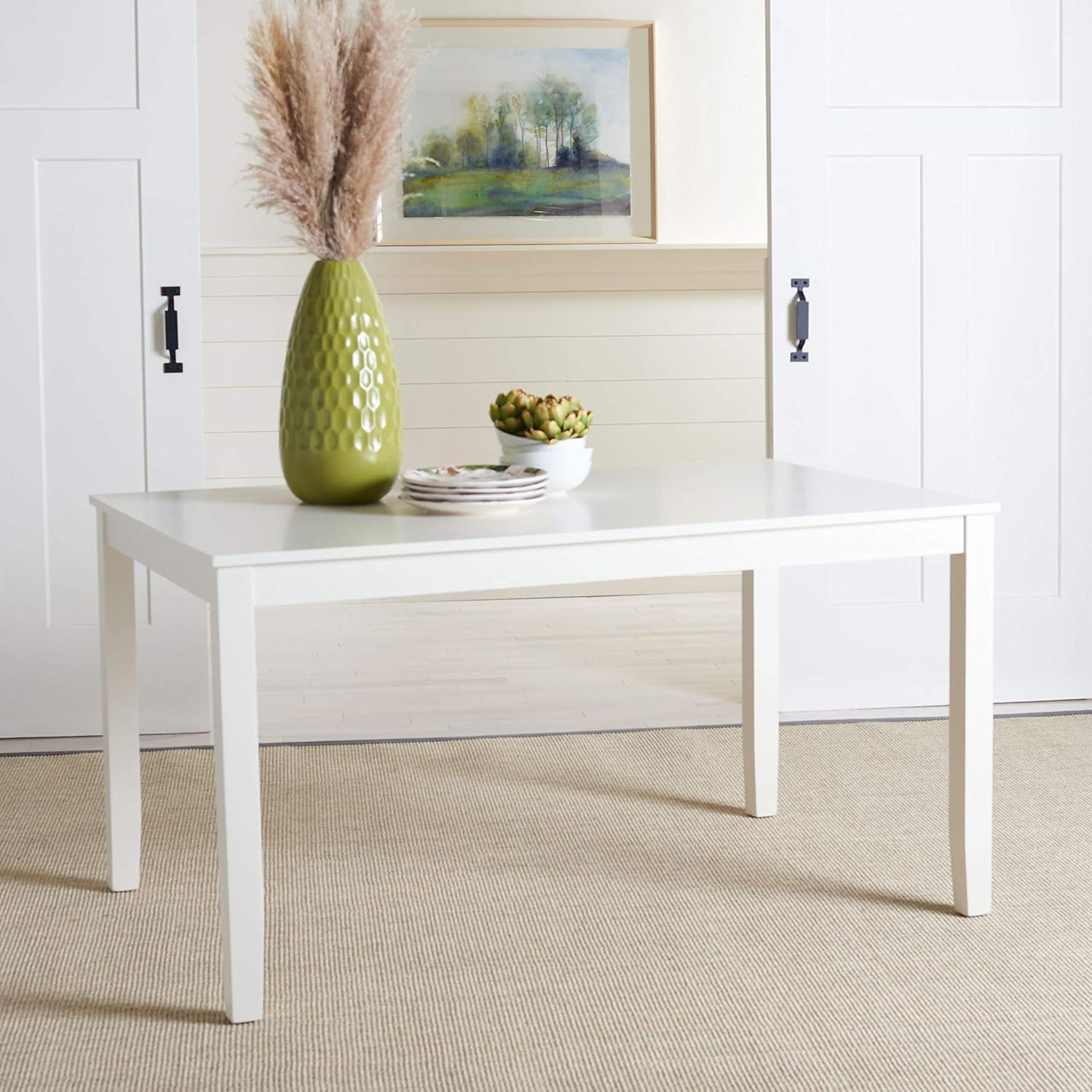 Contemporary Silio 62" White Wood Rectangle Dining Table