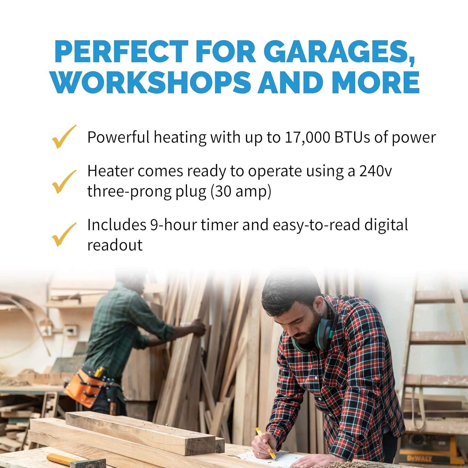 Newair Newair Freestanding or Ceiling/Wall Mounted 4800W Electric Garage Heater 240v, 500 sq. ft. with Remote Control