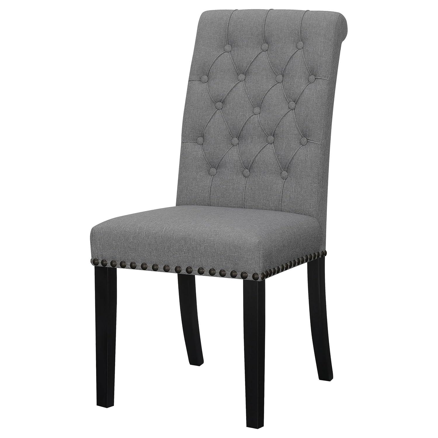 Coaster Upholstered Traditional Fabric Dining Chairs in Gray
