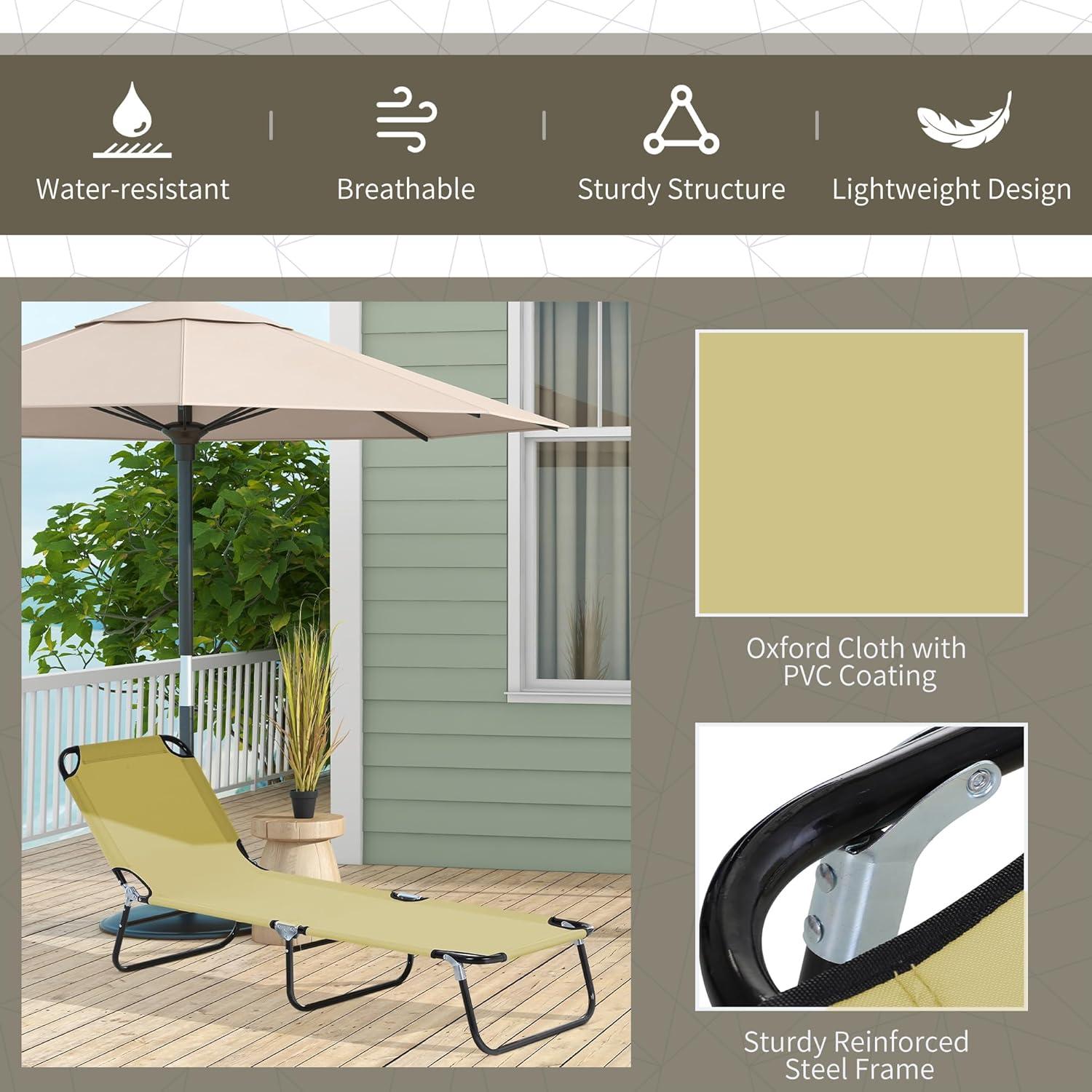 Outsunny Patio Chaise Lounge Chair, Layout Sun Tanning, Folding Sunbathing Beach Chair for Adults, Reclining Lay Down Lounger for Pool, Black