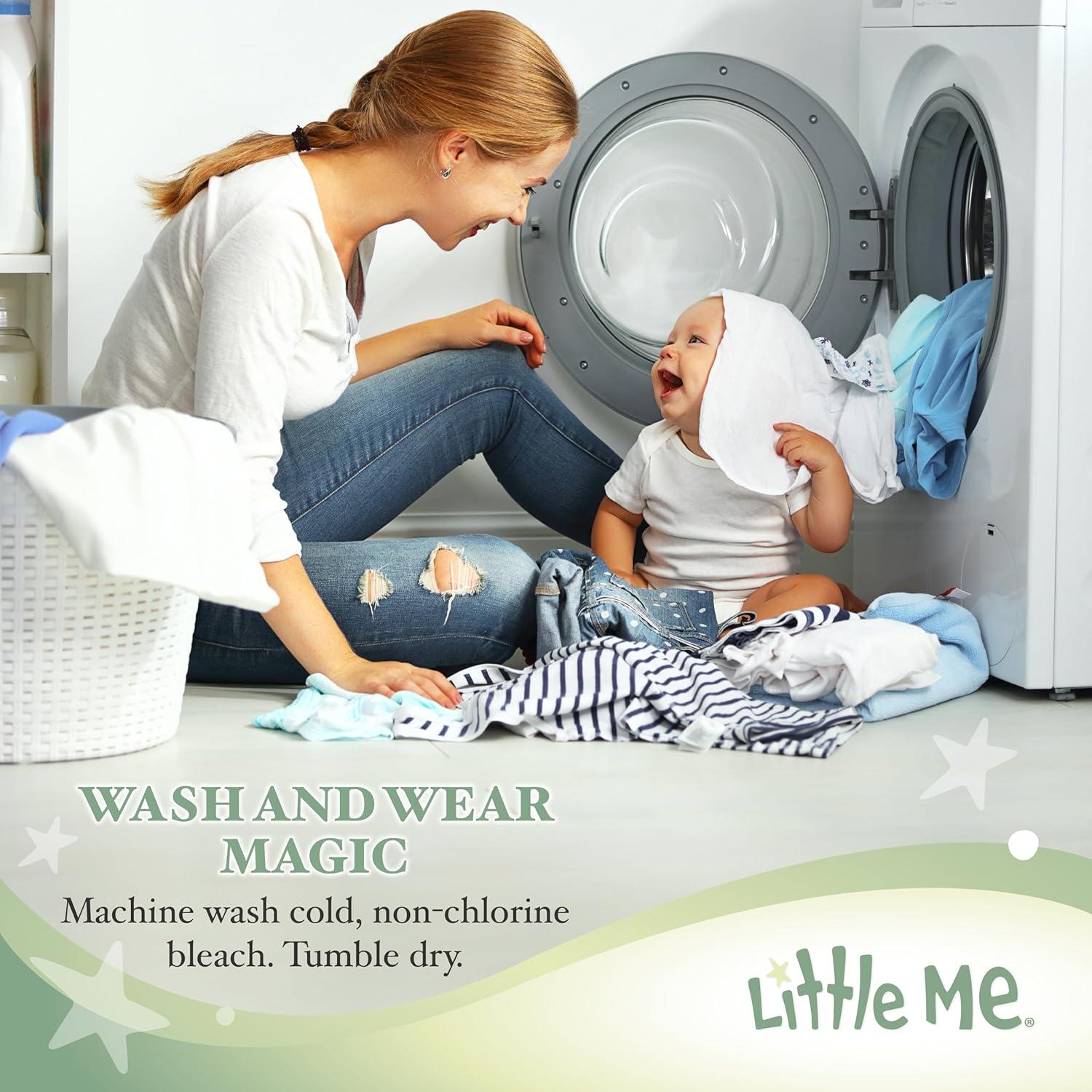 Light Blue Cotton Baby Blanket with Cute Bear Patch